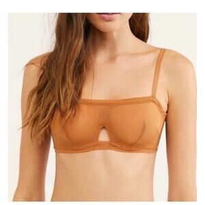 NWT FP X HAH Wired Mesh Bra Sz 30-38C Brown Sugar Nude Sheer Unlined MSRP $78